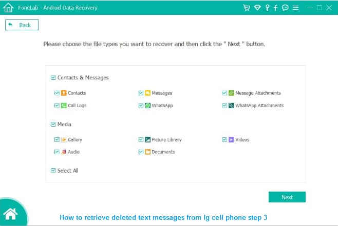 How to retrieve deleted text messages from lg cell phone step 3