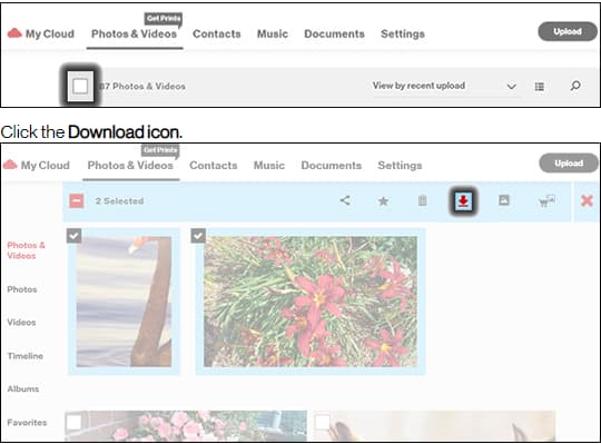 how to move photos from verizon cloud to gallery
