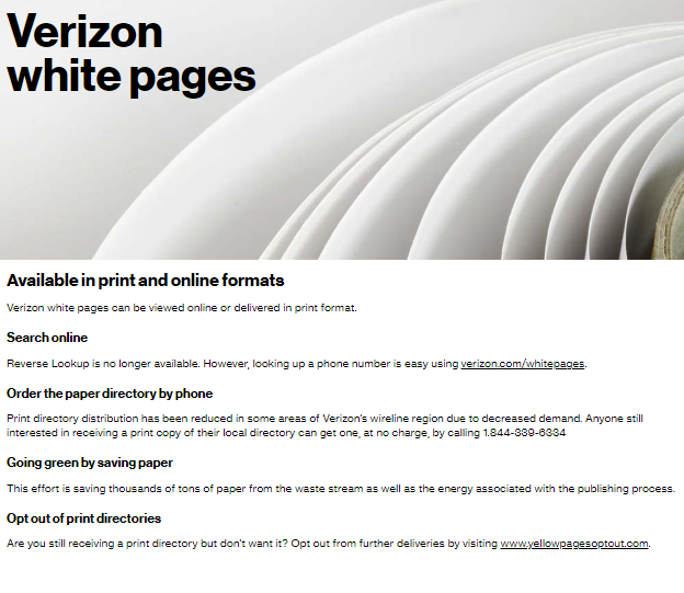 Verizon white pages