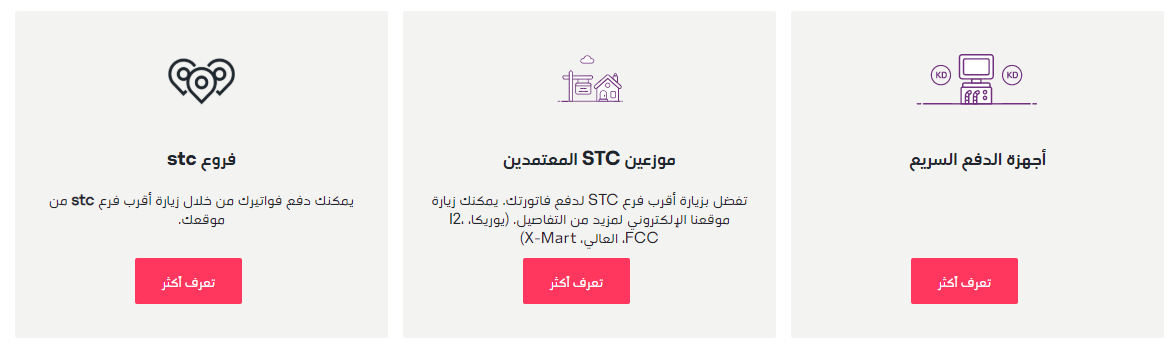 أجهزة الدفع السريع , موزعين stc المعتمدين , فروع STC