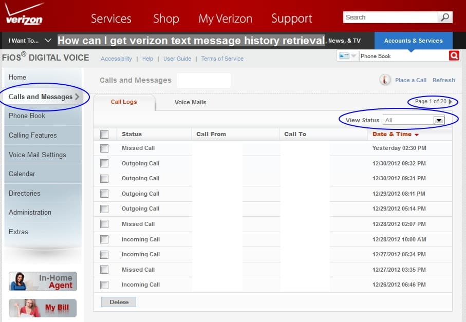 How can I get verizon text message history retrieval? - Mobile Services