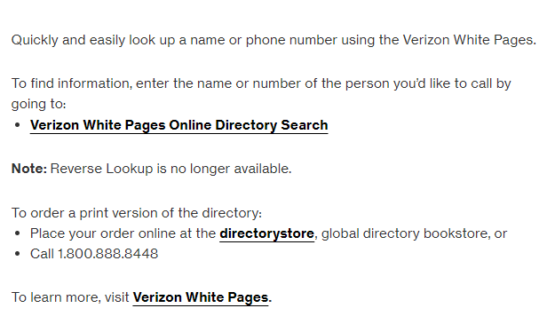 Verizon Wireless phone number lookup