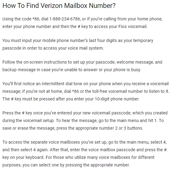 what is my Verizon mailbox number - the mailbox number right steps