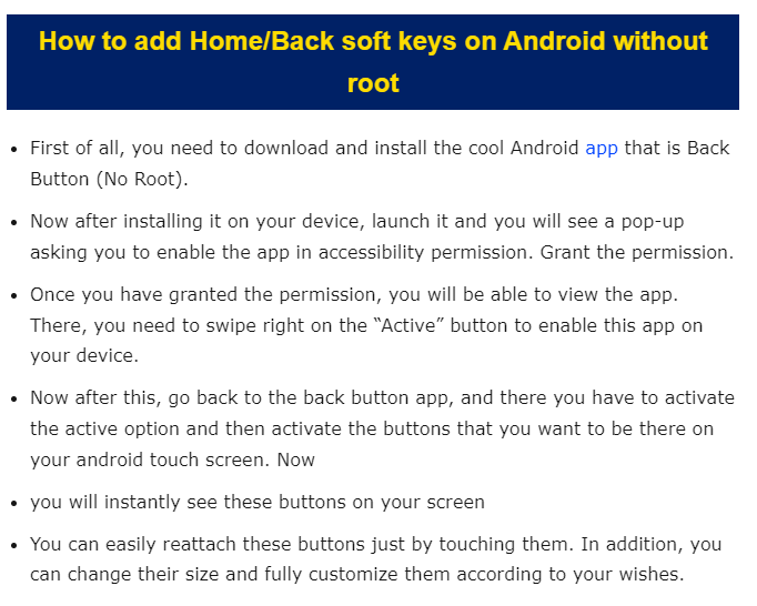 Add home and back soft button keys on Android without root-