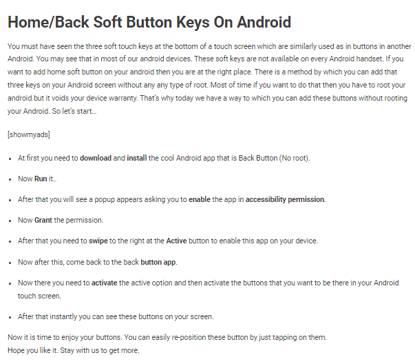 Add home and back soft button keys on Android without root