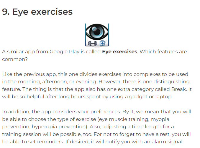 Android Apps for eye exercises -