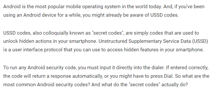 Android secret code list - secret codes