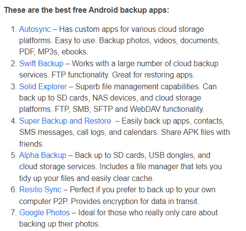 Backup your Android Apps - Free android backup apps