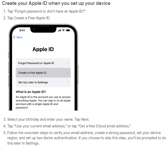 Create new Apple ID