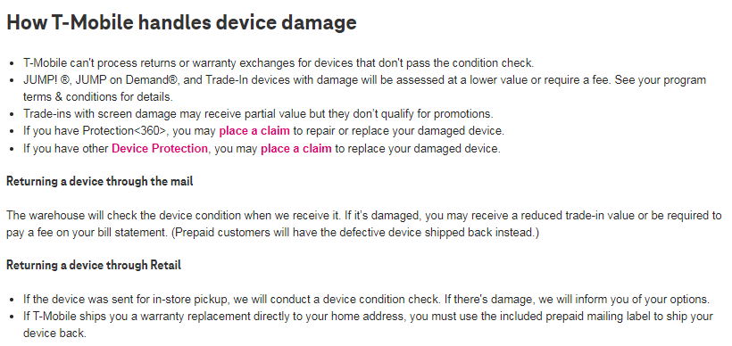 Does t mobile insurance cover water damage