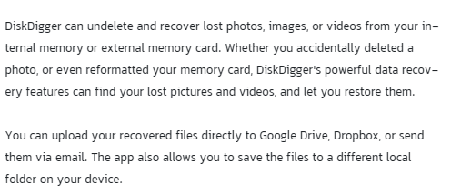Free recovery DiskDigger APK download for Android