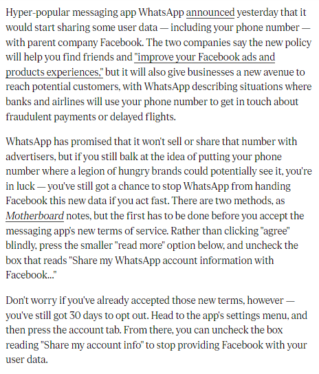 How to Stop Giving Phone Number from WhatsApp to Facebook -