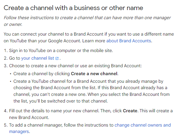 How to create a YouTube channel account - Business channel