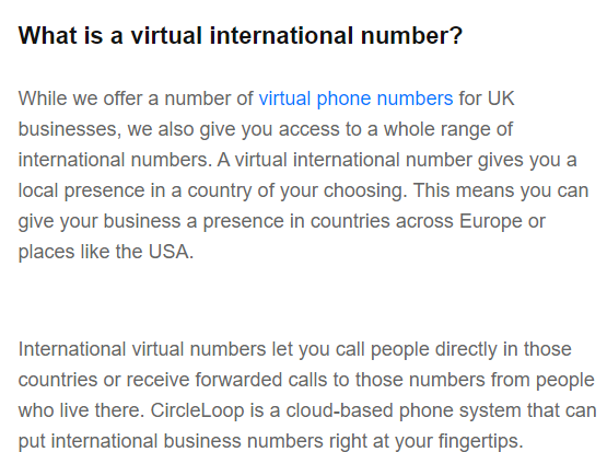 International calls through virtual numbers at local rates