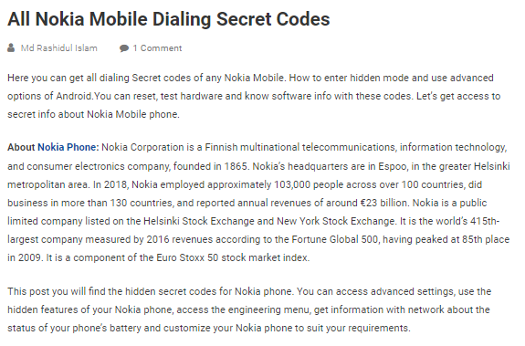 Nokia mobile dialing secret codes - Nokia codes