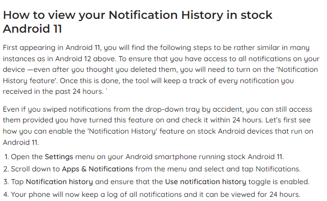 Recover deleted notifications on Android