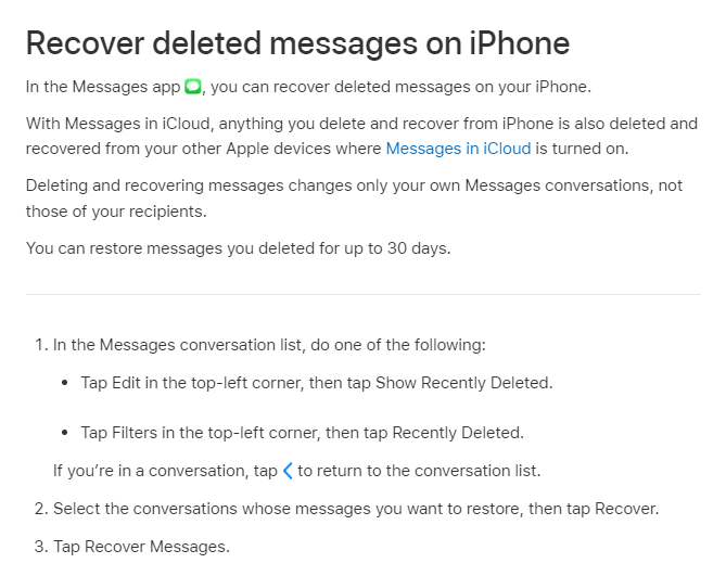 Recover deleted text messages on iPhone