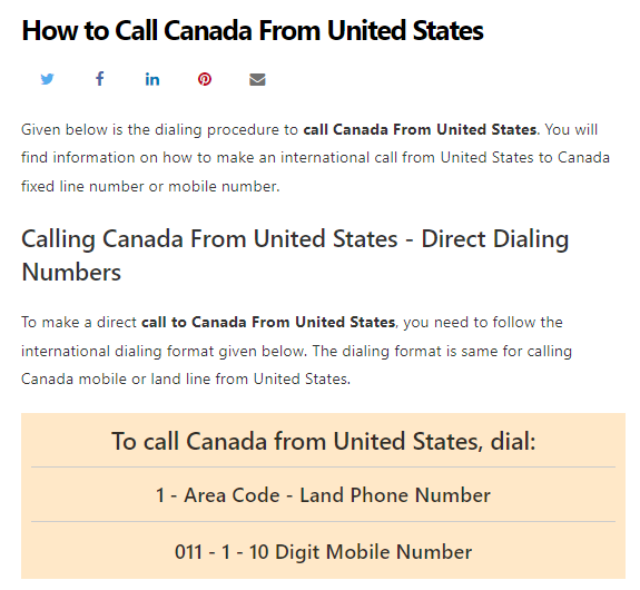 call Canada from USA or another country?