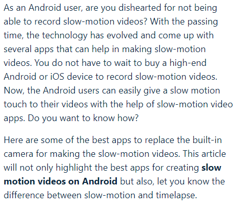 Slow motion videos on android -