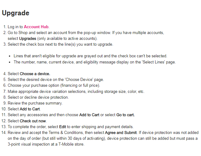 T-Mobile upgrade eligibility check