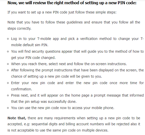 Tmobile sim pin - setting new pin
