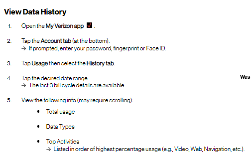 Verizon text history past 90 days - View data history
