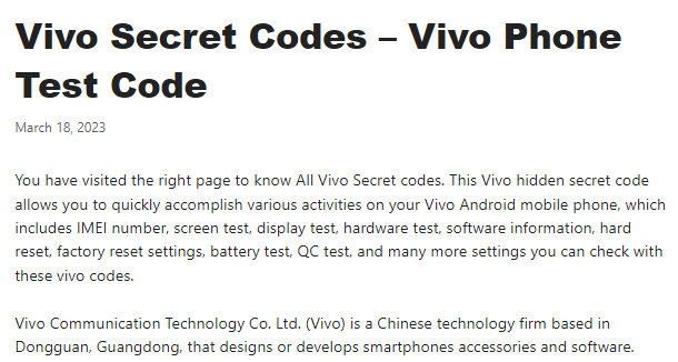 VIVO V23 5G secret codes and hidden features 