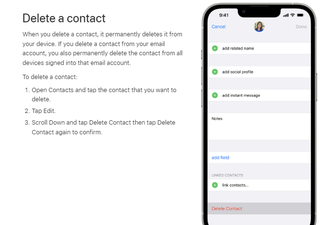 delete contacts on iPhone or iPad