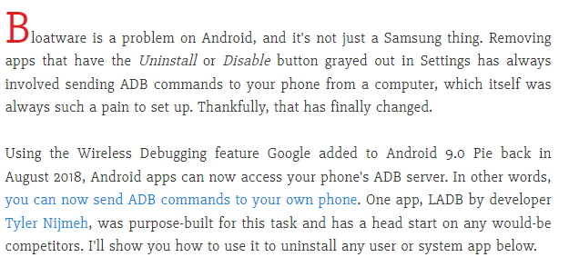 remove bloatware from an Android device without root