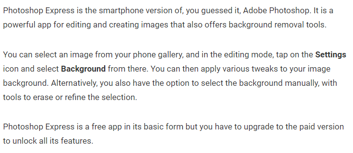 remove image background from Android - photoshop express