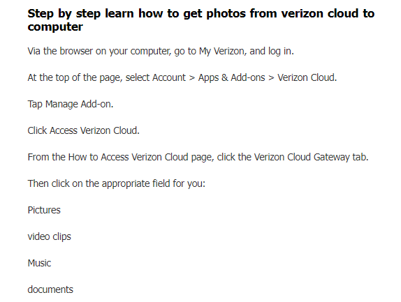 transfer photos from verizon cloud to computer