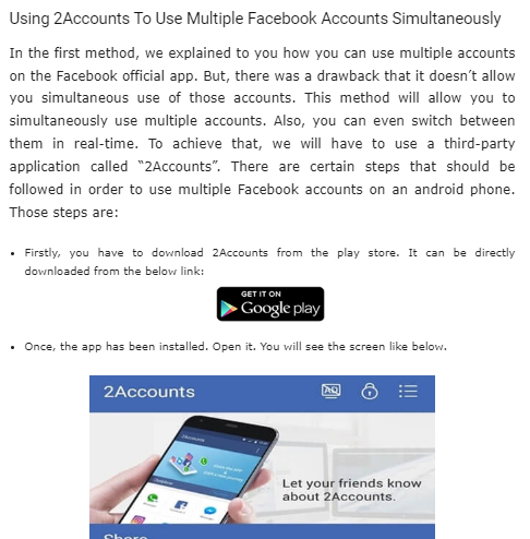 use multiple Facebook accounts on Android