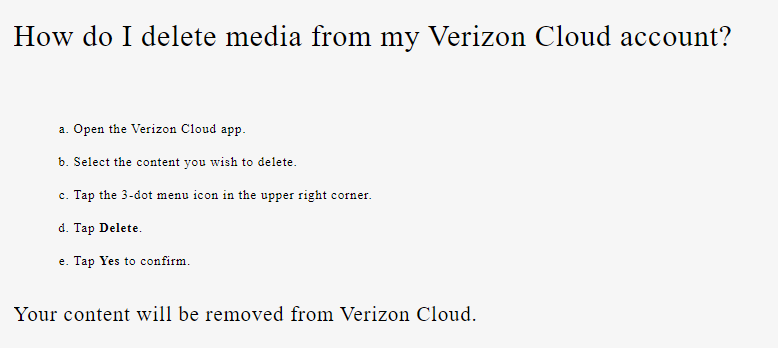 Clear Verizon Cloud 