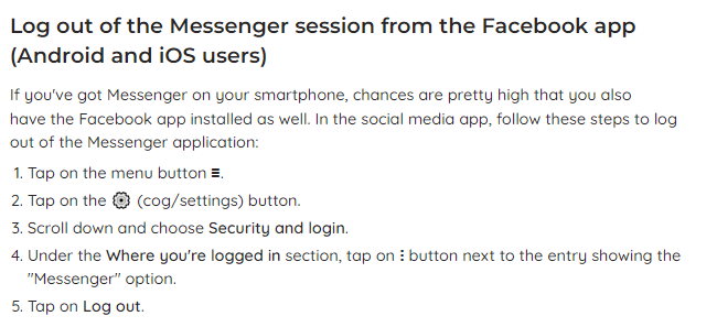 Log Out of FB Messenger
