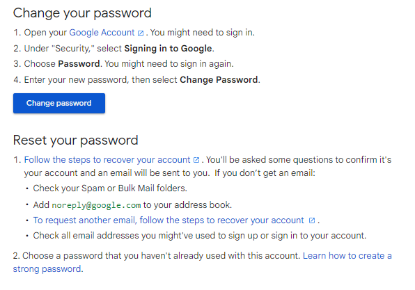 change Gmail Password