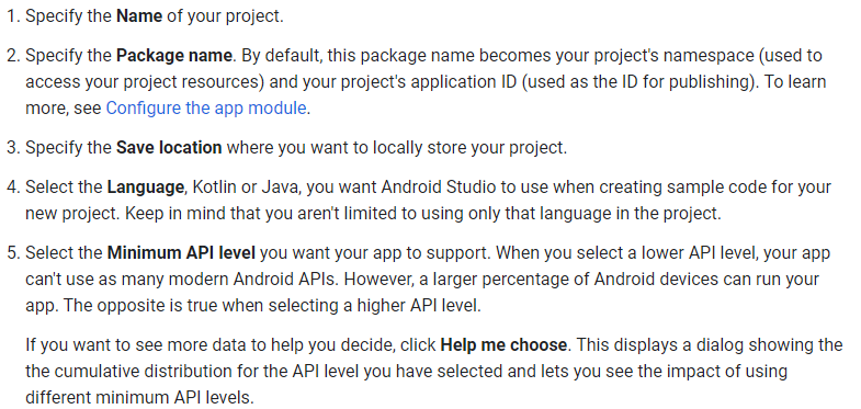 create a new Android project