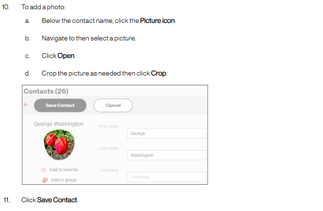 edit contacts in Verizon cloud - Adding a photo