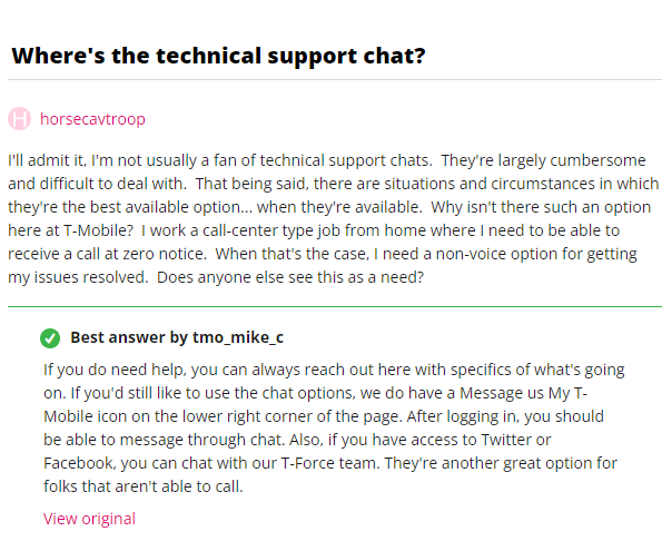 T-Mobile Chat Support