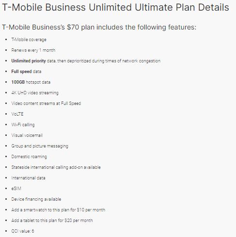 T mobile business plans