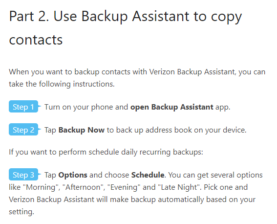 Verizon Wireless Backup Assistant