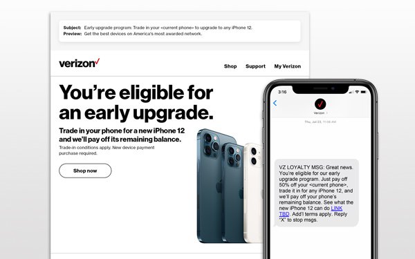 verizon's eligible upgrade page