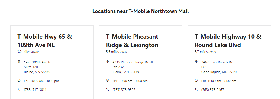 Locations near T-Mobile Northtown Mall