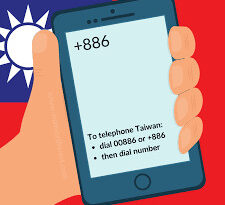 The country code for Taiwan is 886