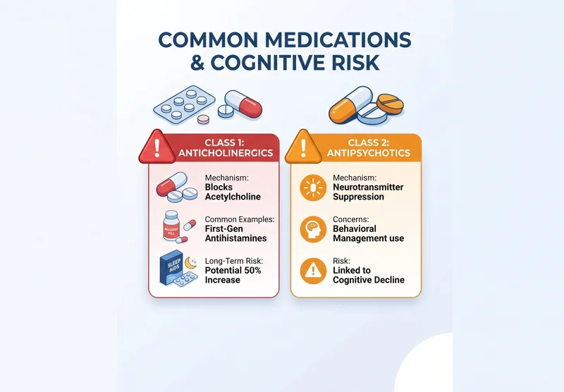 A conceptual infographic illustrating the medical debate over whether benzodiazepines directly cause dementia, or if the conditions they treat, like severe anxiety and insomnia, are actually early signs of cognitive decline.