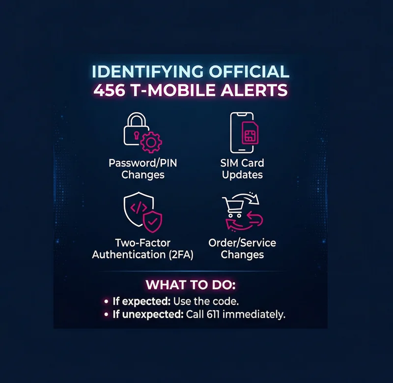 Guide to identifying legitimate 456 T-Mobile short code alerts, including SIM changes and 2FA, with steps to secure your mobile account.