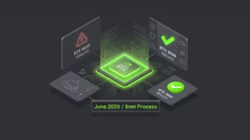 Infographic explaining Nvidia's supply chain pivot in 2026, showing the delay of the RTX 5050 series and the return of the RTX 3060 using the Samsung 8nm manufacturing process.