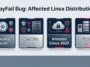 An infographic listing the major Linux distributions critically affected by the CopyFail bug, including Ubuntu 24.04, Red Hat 10.1, Amazon Linux 2023, and SUSE 16.