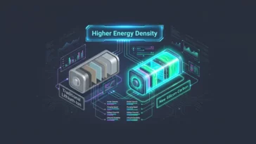 Infographic comparing the new silicon-carbon battery technology used in the Motorola Razr Ultra 2026 to traditional lithium-ion batteries, highlighting its significantly higher energy density.