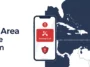 Flat vector infographic showing a smartphone with a missed call warning from the 767 area code originating from Dominica.