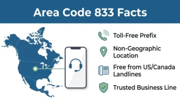 Security infographic showing how to spot area code 833 scam calls, including warning signs like high urgency and requests for gift cards.